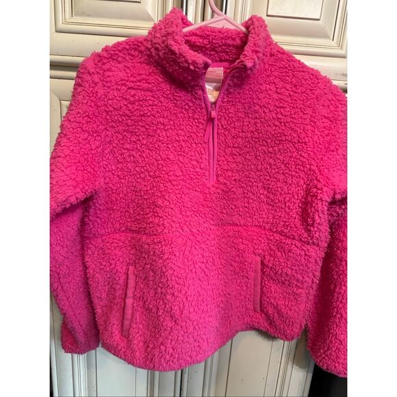 Wondershop Kids Faux Shearling Long Sleeve Half Zip Up Pajama Top Hot Pink Large - Picture 3 of 7